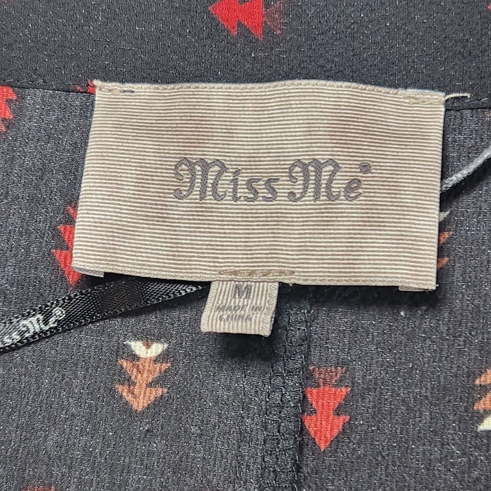MISS ME Kimono Cardigan Womens Medium Black Southwest Tribal Sheer Short Sleeves - Picture 3 of 6